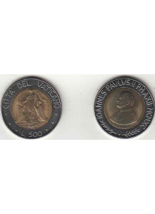 1990 Lire 500 Bimetallica Anno XII Fior di Conio Giovanni Paolo II